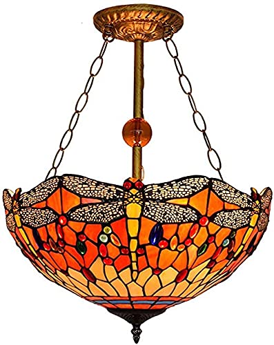 Luminaire Tiffany libellule plafonnier suspendu en verre pour salon et chambre