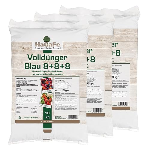 HaGaFe Volldünger Blau Blaukorn Universaldünger Rasendünger NPK Volldünger (30 kg (3 x 10 kg))