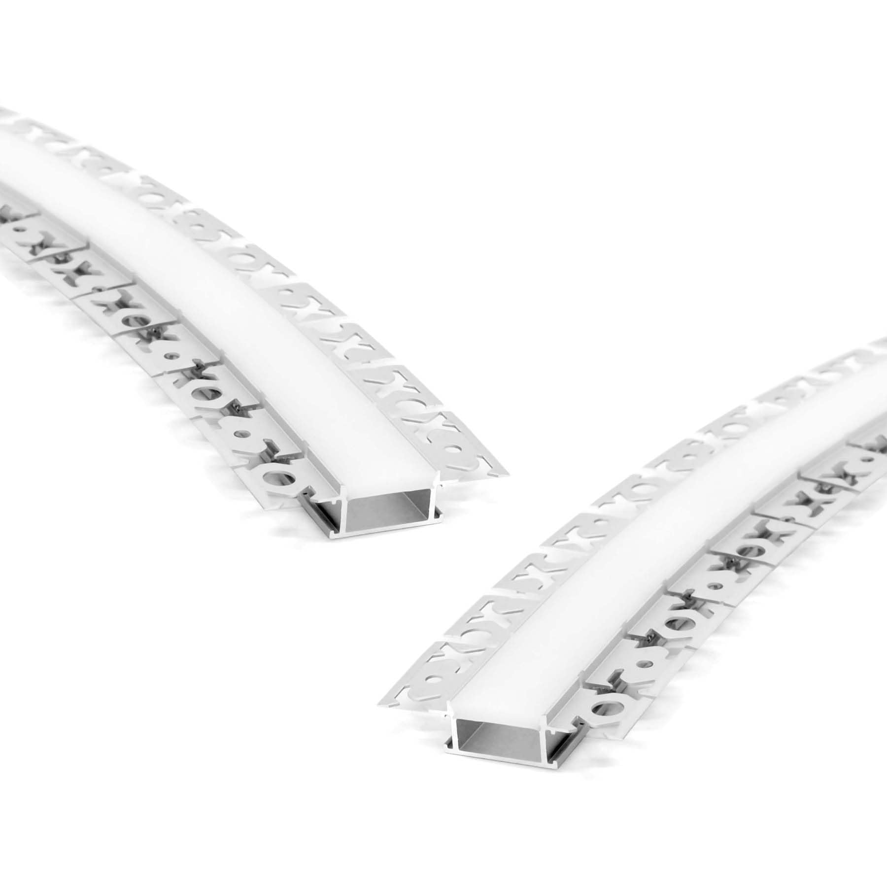 G.w.s Silver G.w.s® Bendable Plaster-In Trimless Recessed Led Profile, 2-Pack Aluminium Channel For Led Strip Light, 2 Metres 61.45Mmx14mm (122B)