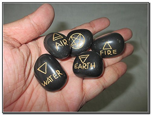 Jet International Black Jasper 5 Element Tumbled Stones Thick Genuine Earth Wiccan Pagan