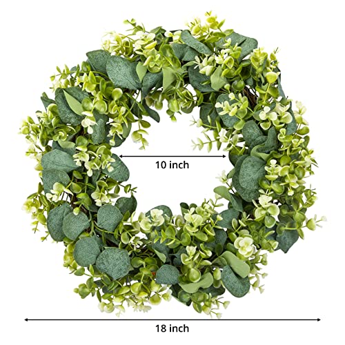 18" Artificial Eucalyptus Leaves Wreath With Big Berries,Spring Greenery Wreath For Front Door Wall Window Decor (Green) #TOP2