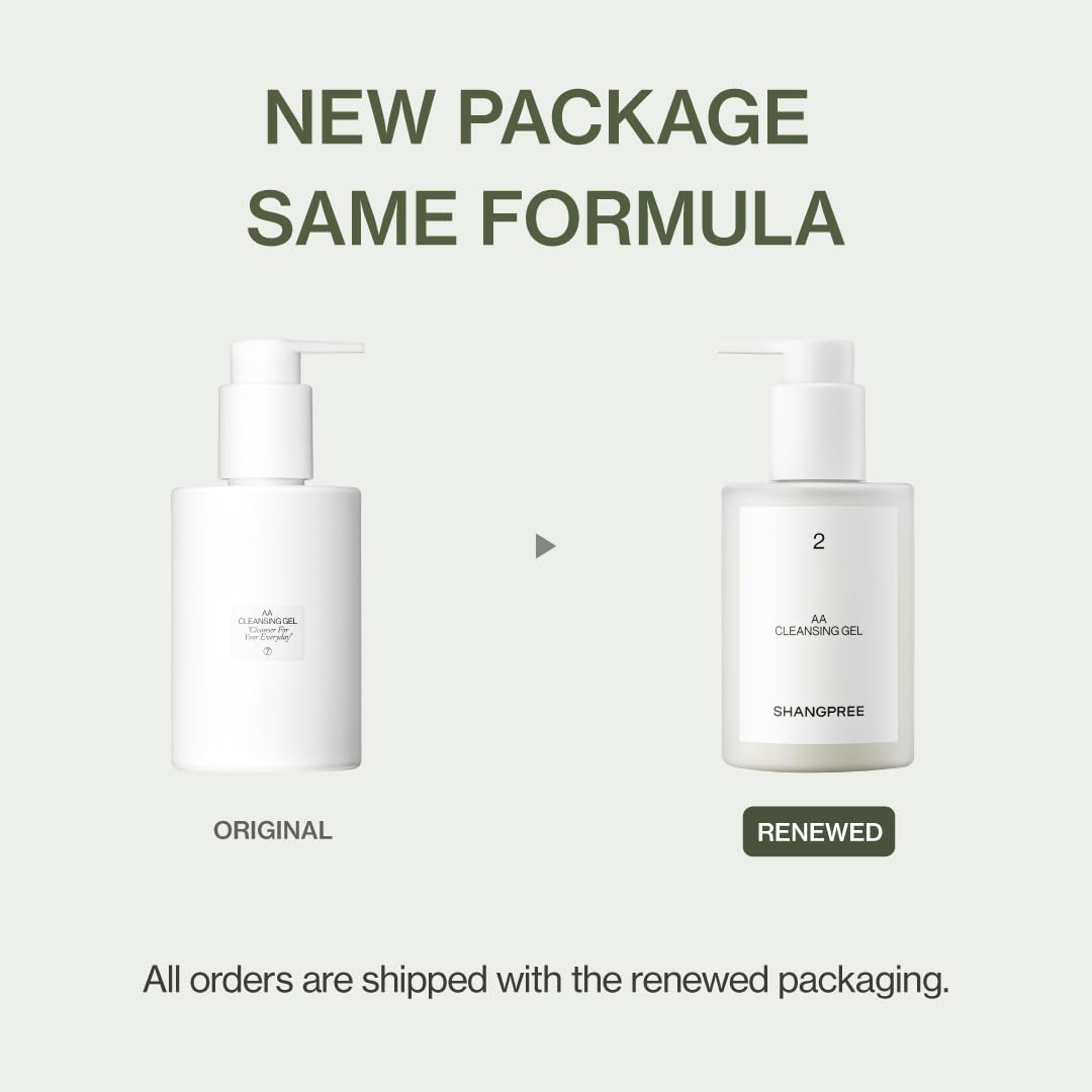 Shangpree AA Cleansing Gel, 3-Phase Cleanser Gel to Oil to Milk, Gentle Deep Cleansing and Hydrating Finish, Removes Makeup, For Sensitive Skin, 200ml / 6.76 fl.oz.