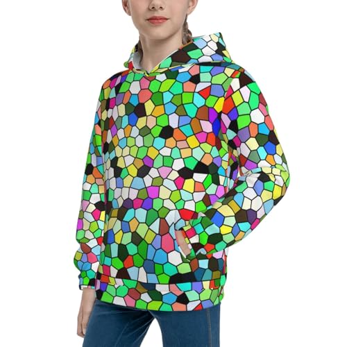 Colorful Tie Dye Stained Glass Kid Hoodies Boys Sweatshirts Girls Pullover with Pocket2