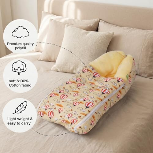Image of Baybee 3-in-1 Baby Sleeping Bag & Carrying Bed | Velvet Cotton Carry Nest for New Born | Soft & Travel Friendly Sleeping Bag for Babies 0-6 Months (Yellow)