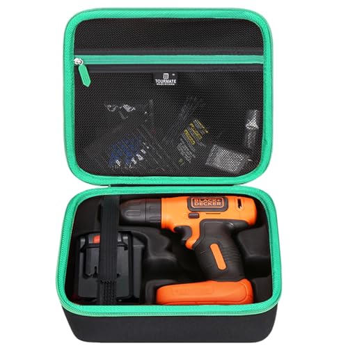 Tourmate Hard Travel Case for BLACK+DECKER 8V MAX* Cordless Drill with 43 Piece Accessories (BDCD8HDPK) / GardenJoy Cordless Power Drill Set with 30pcs Drill/Driver Bits(Box for Sale) (Black & Green)