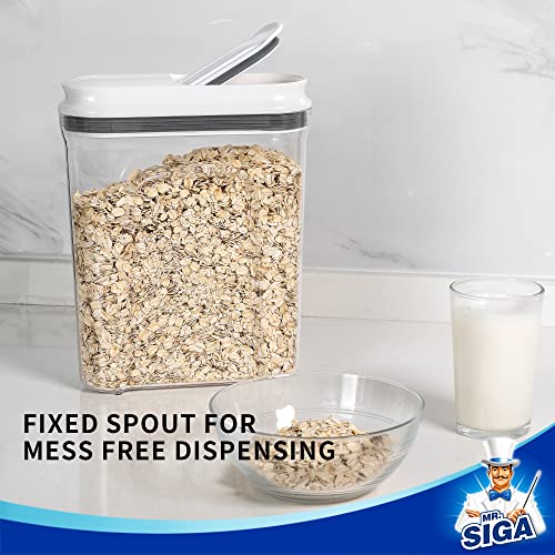 MR.SIGA 2 Pack Airtight Cereal Dispenser Set, Cereal Containers Storage Dispenser, BPA Free, 1.6 L / 54oz, Large, White - Image 3