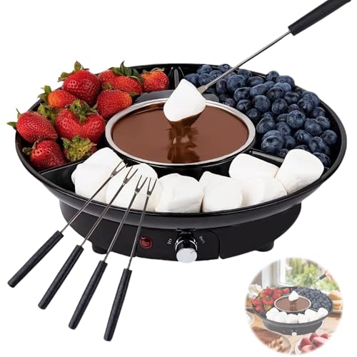 Zephviora Appareil à Fondue au Chocolat électrique 25 W 280ML, Fondue Chocolat avec 2 Contrôle de Température : Faire Fondre et Maintenir au Chaud, 5...