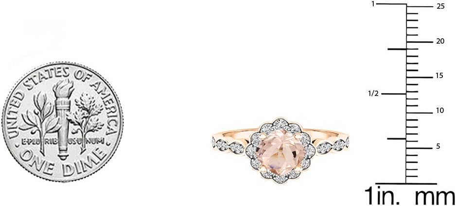 Dazzlingrock Collection 5.5mm Cushion Morganite & Round Diamond Womens Halo Engagement Ring, 14K Solid Rose Gold