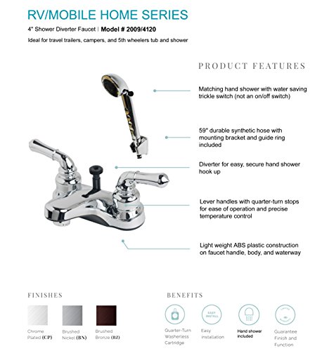 Builders Shoppe 2009Bn/4120Bn Motorhome Non-Metallic Rv Diverter Lavatory Faucet With Hand Held Shower Set, Brushed Nickel Finish #TOP1