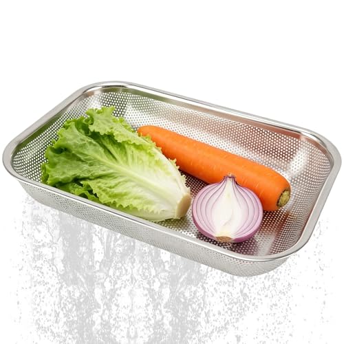 Colador rectangular de acero inoxidable para vegetales