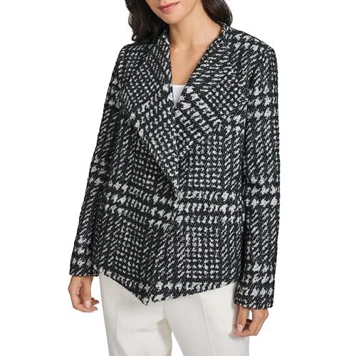 Calvin Klein Chaqueta con cinturón para mujer, Bk/Crm Cmb, Large