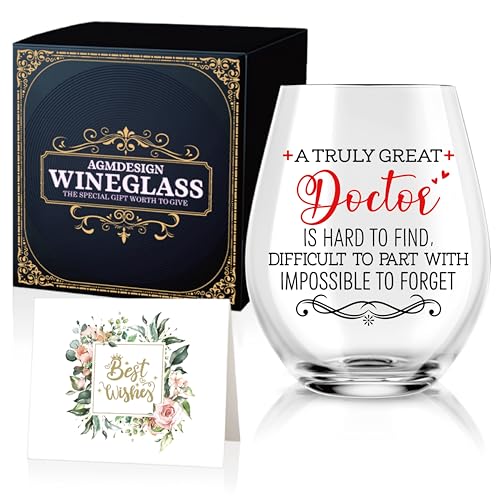 AGMDESIGN A Truly Great Doctor is Hard to Find Funny Wine Glasses with Gift Box,...