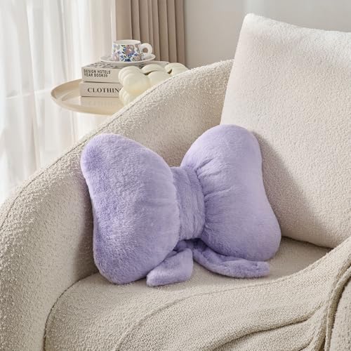 Image of Bow Pillow Throw Pillows Butterfly Shaped Decorative Cute Pillows for Bed Sofa Cute Home Decorr,Purple 10 * 8inch