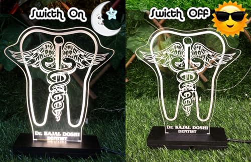 Image of DON'T JUDGE ME CUSTOMISED Doctor Lamp with Doctors Name and Design | Personalized Gift for Doctors (Warm White Color LED Light) (Dentist-1)