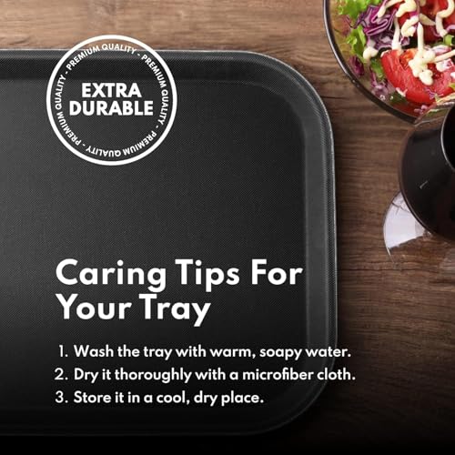 Image of Prokitchen Rectangle Multi-use Anti-Skid Serving Tray Set of 2 - Unbreakable Snacks Tea Water Serving Tray, Lightweight, Sturdy, Non-Slip Platter for Restaurants, Cafes & Bars (14 X 18 Inches)