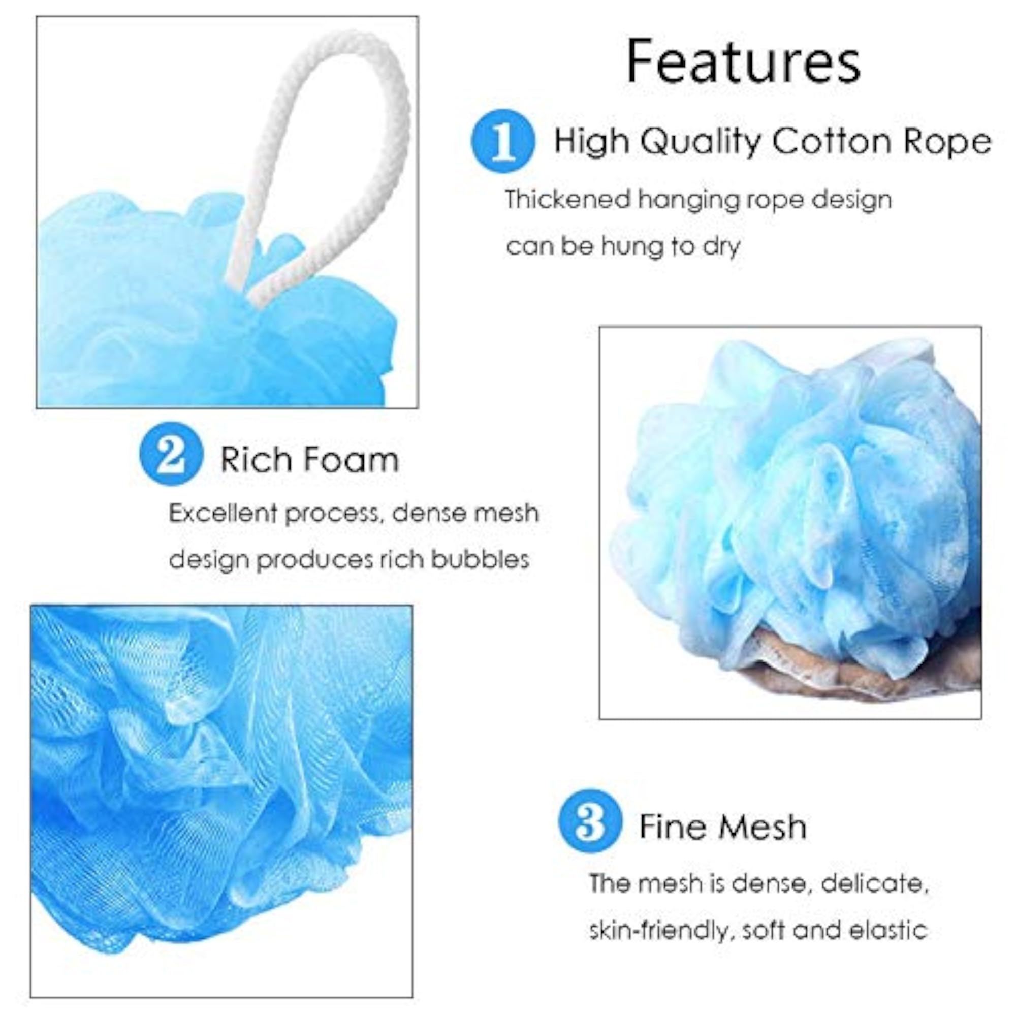 Bath Sponge Round Loofah Scrubber for Men and Women