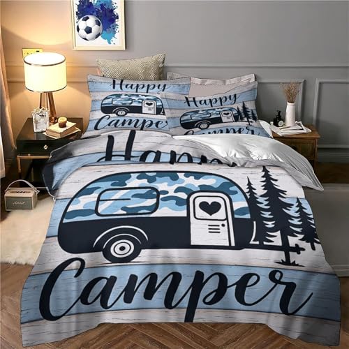 Parure de lit rétro camper trailer 260x220 cm housse couette microfibre
