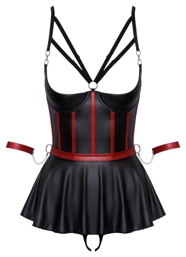 Cottelli Bondage Half Cup Bondage Babydoll with Restraints - Black - M