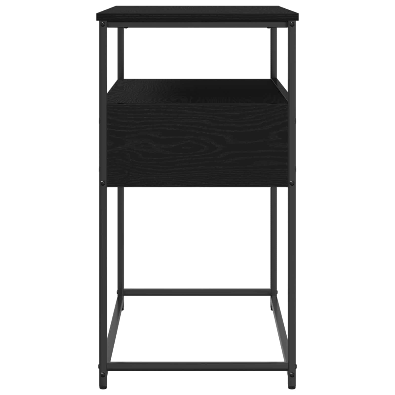 Tavolo consolle nero, effetto rovere, 75 x 40 x 75 cm | Elegante tavolino in legno con cassetti e ripiani per soggiorno, corridoio o camera da letto.
