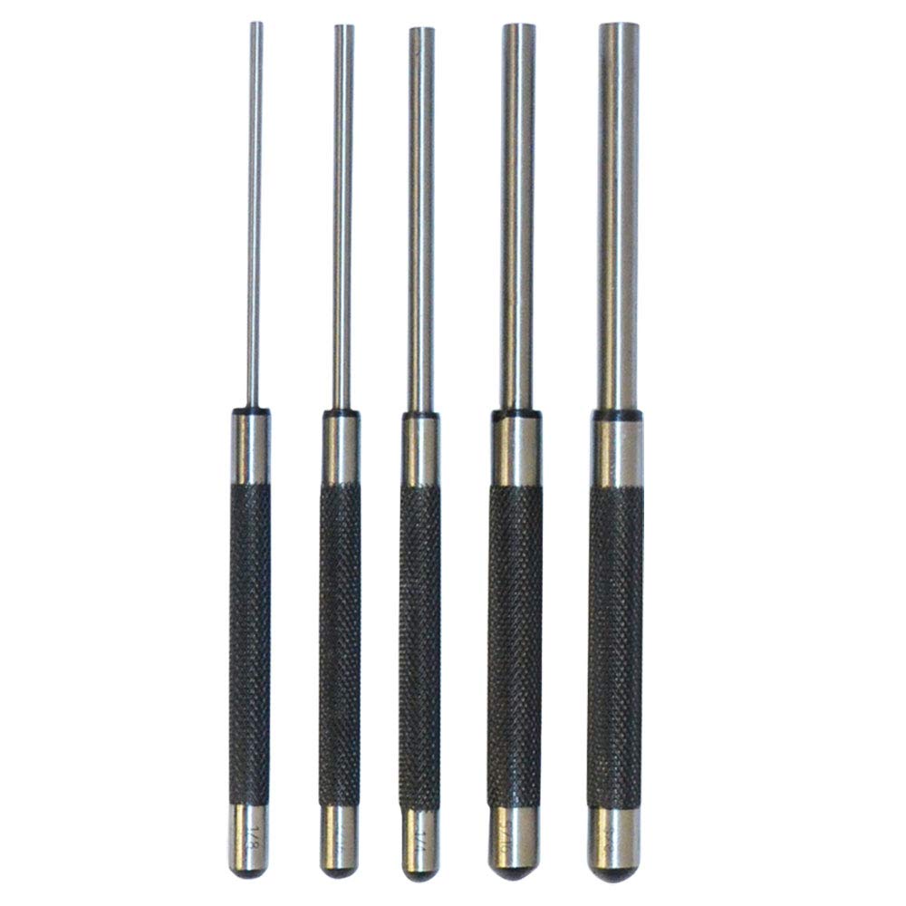5 Pc Steel 8'' long Drive Pin Punch Set Knurled body Punches Tool Set