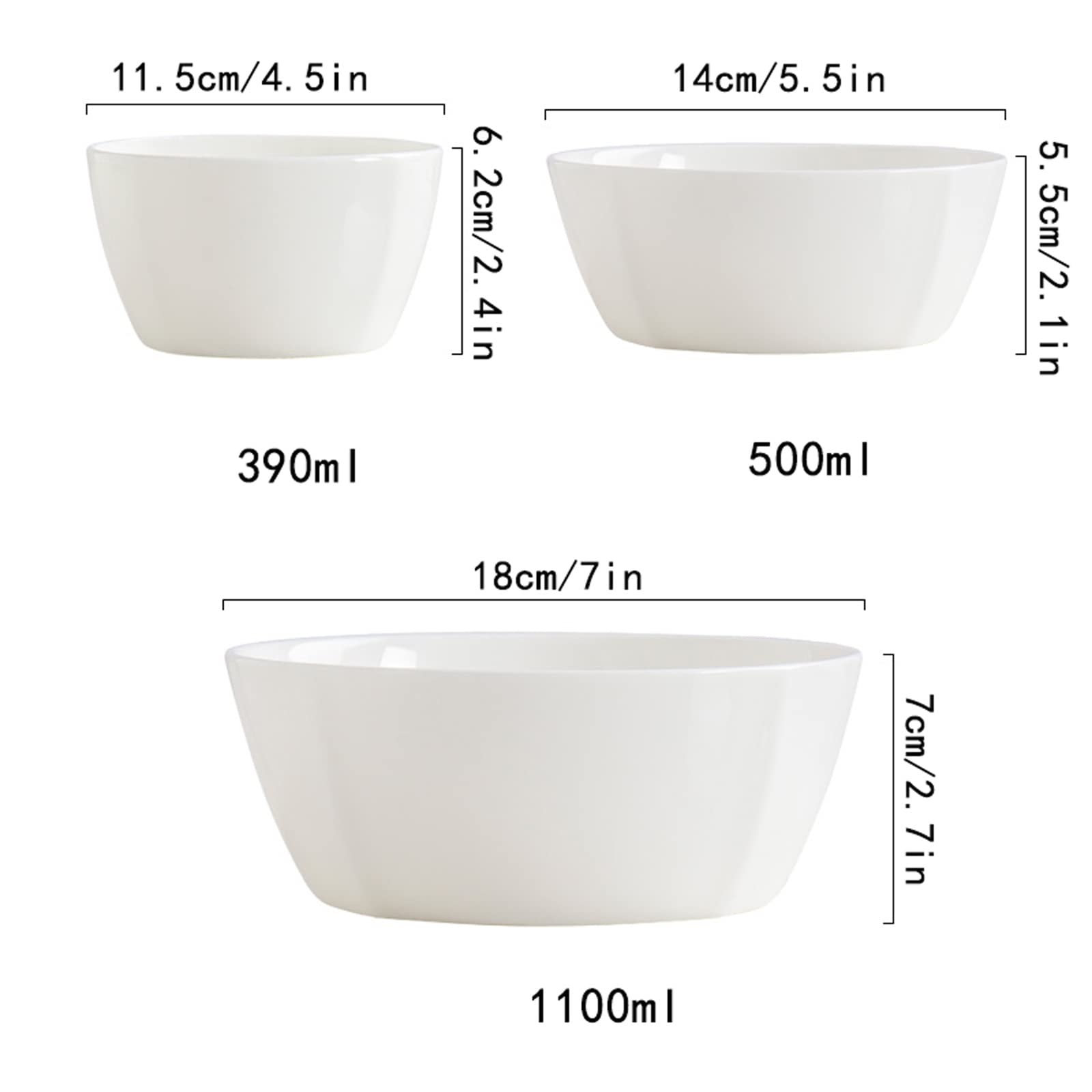 Bol de céréales Bols en Porcelaine, Bols à Soupe en céramique, Grand Bol en Tant Que Bols Ramen, Bols à salades, for la Farine d'avoine, Bols à Soupe pour la Cuisine (Size : 1100ML)
