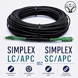 Elfcam® - Kabel światłowodowy SC/APC do LC/APC OS2 Simplex Jednomodowy LSZH, Czarny (100M)