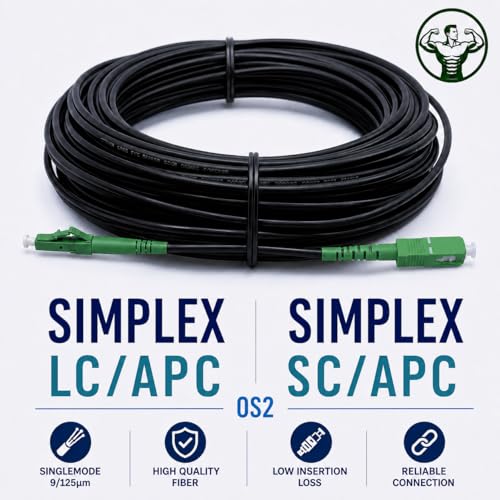 Fibre optique monomode SC/APC LC/APC 50M résistant écrasement Elfcam