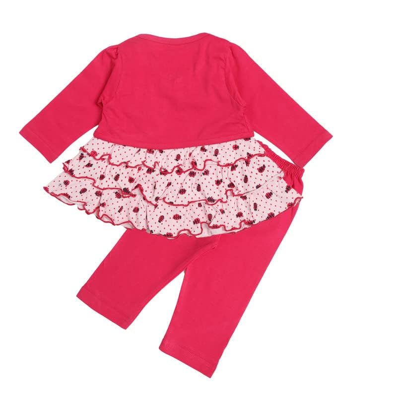 Image of NammaBaby Premium Baby Girls Full Sleeves Frock with Pant Baby Girl's Cotton Frock with Leggings, Frill Frock - Pack of 1