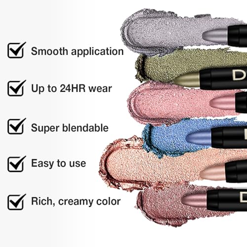 Kaely Cream Eye Shadow Sticks, Smoky Grey Shimmer Eyeliner Pencil Eyeshadow Palette Makeup, Eye Highlighter Brightener Stick for Older Women Waterproof Pigmented, sombras para ojos, New-58