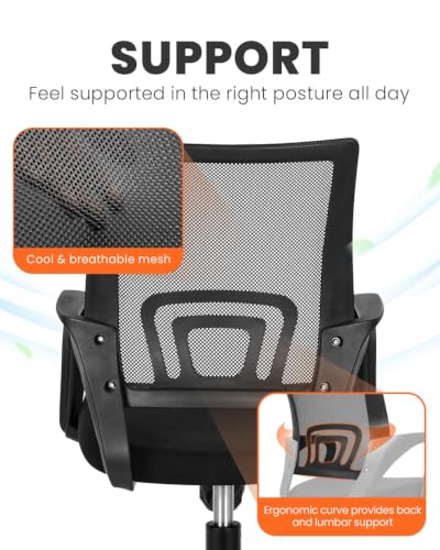 Image of NEO CHAIR Office Computer Ergonomic Mid-Back Mesh Desk Chair, Dark Black