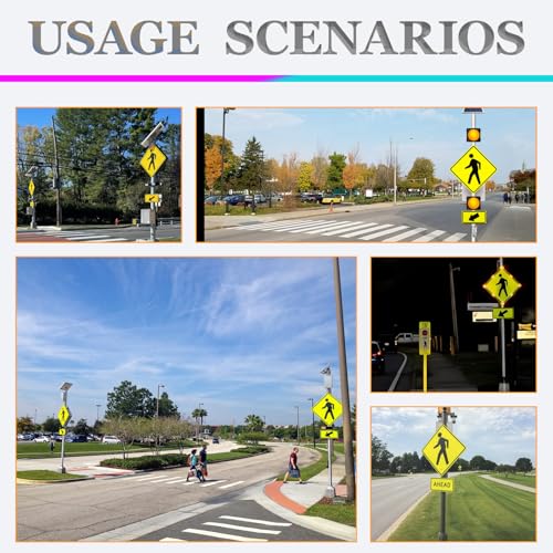 Semáforo LED, señal solar de cruce de peatones, advertencia de tráfico parpadeante para aceras y carreteras, aluminio duradero resistente a la intemperie, paquete de 2, sistema de alerta de seguridad