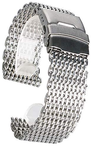Bracelet de montre en maille d'argent haut de gamme en acier inoxydable de 22mm de largeur