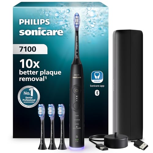 Philips Sonicare 7100 - Brosse à dents électrique sonique avec application, 4 modes de brossage, 3 niveaux d'intensité, Alerte de pression, EasyStart, SmarTimer,...