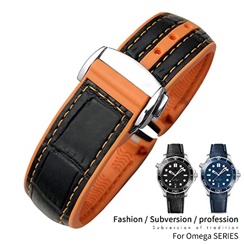 Bracelet montre cuir 22mm orange pour remplacer un bracelet usé de Seamaster - 2