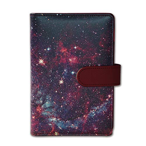 QIELIZI A6 PU Leather Notebook Binder,Refillable Inner Filler Papers Journal Binder Cover with 6 Ring,Personal Diary Schedule Organizer Planner Binder with Magnetic Buckle(1-Star Night)