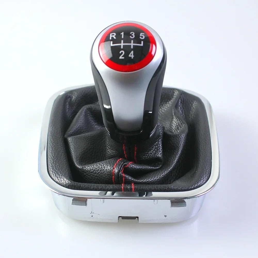 Efddtbhe One Color Compatible With Vw For Polo 6C 6R Hatchback Sedan 2011-2019 Gear Shift Knob 5/6 Speed Level Change Knob With Gaiter Boot Cover Shifter Handle(5 Speed)