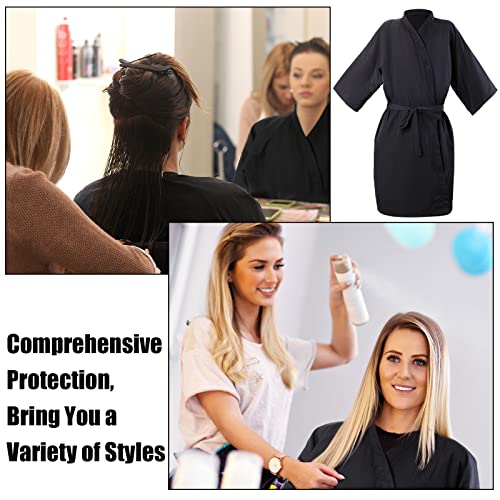 Pasimy 10 Pieces Salon Client Gown Hair Salon Smocks Capes Haircut Cape Salon Robes for Clients Barber Apron Cover for Stylist Women Clients, 40 Inches Long (Black,No Pockets) - Image 6