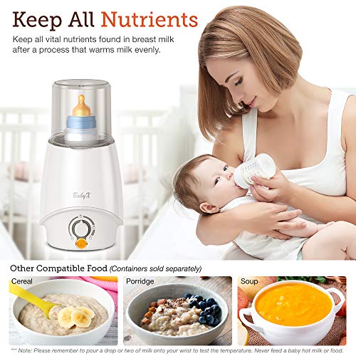 Babyx Fast Bottle Warmer For Breastmilk, Infant Formula, Baby Food Heater Quickly Warm And Sterilizer, Sanitize Pacifiers And Fits Most Bottle Size [Built-In Smart Temp. Controller] #TOP4