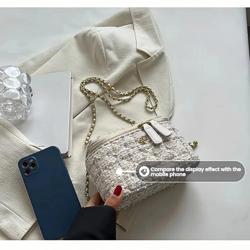 Women Tweed Chain Mini Bag Designer Inspired Crossbody Purse 2025 New 5 Colors3