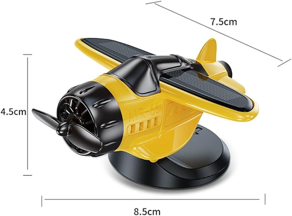 Solar Airplane Car Ornaments, Car Dashboard Drifting Rotating Airplane, Solar Energy Aircraft, Desk Decoration For Office Home, Car Interior Accessories(Yellow) image 4