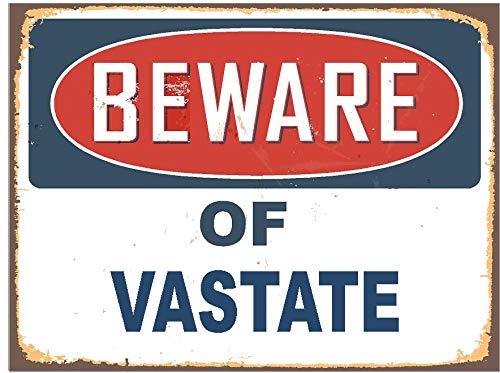 VASTATE Beware of blue rustic vintage look 6" wide MAGNET for use on any steel surface
