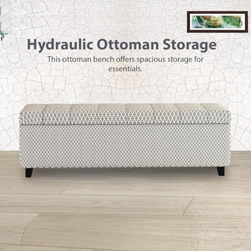 Image of 3 Seater Upholstered Ottoman Bench with Storage for Living Room | End of Bed Storage Seat | Button Tufted Pouffe Storage Settee Couch for Living Room Bedroom Office