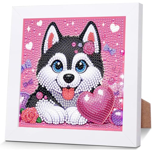 Viart Kit per pittura a mosaico di cristalli fai da te con piccoli animali, con cornice, per bambini, bambini, ragazze, ragazzi, idea regalo (17,8 x 18 cm)