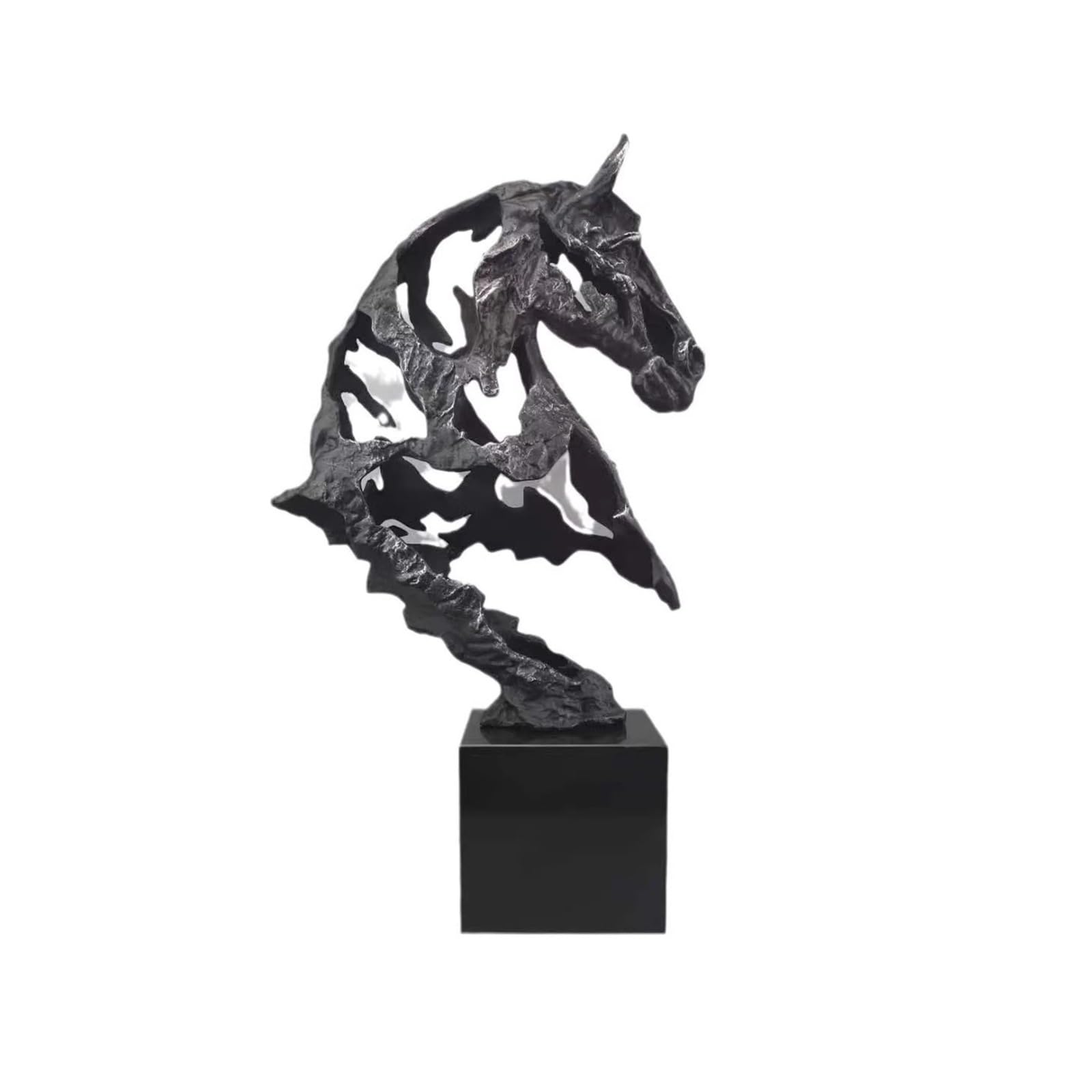 Room Decor, Simple Abstract Marble Cast Iron Openwork Horse Head Sculpture Living Room Entryway Ornament