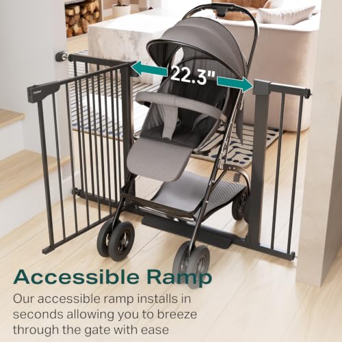 Cumbor 30-46" Baby Gate for Stairs, Auto Close Dog Gate for the House Black | Easy Install Pressure Mounted Pet Gates for Doorway, Dual Lock Indoor Safety Gate for Baby & Dog, Mom's Choice Awards Winner - Image 7