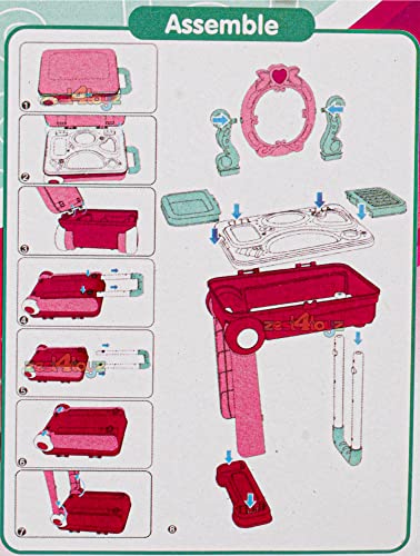 Image of Zest 4 Toyz Makeup Kit Set for Kids Girls | 21 Pieces Cosmetic 2 in 1 Vanity Table Portable Trolley Pretend Play Set Toys Make up Accessories for Kids Plastic (Pink) Made in India