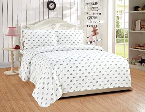 Linen Plus Sheet Set Elephant Grey/White Elephants Flat Sheet Fitted Sheet And Pillow Cases Full Size New #TOP1