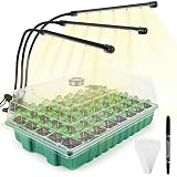 TIEBOLA Seed Starter Kit with Grow Light - Durable Seed Tray, 40-Cell Germination Trays with Drain H