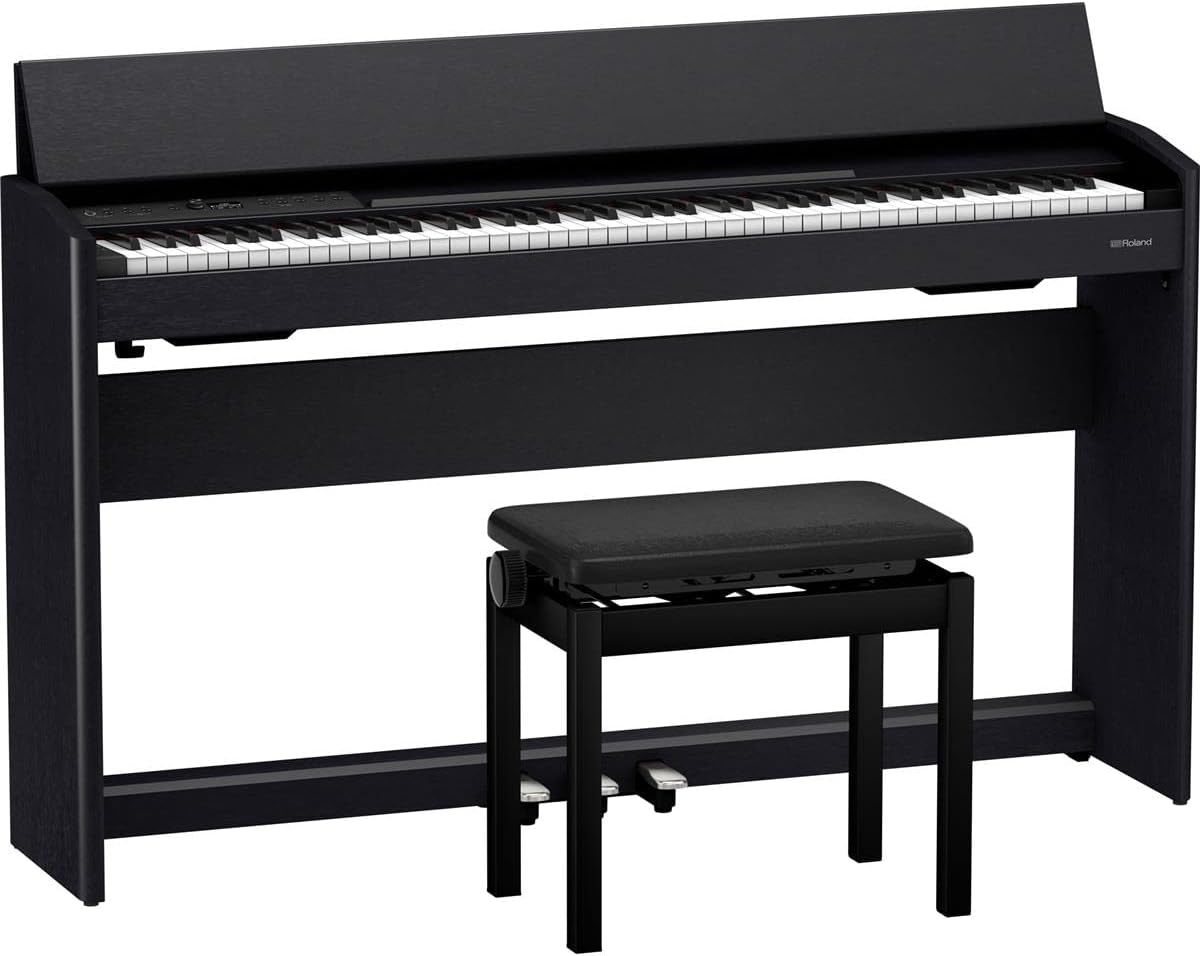 Roland F701 88-Key SuperNATURAL Digital Piano, with Bench & Stand, Black Bundle with Studio Monitor Headphones