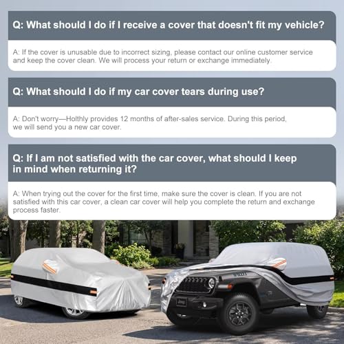 Image of 10 Layers Car Cover Custom Fit for Jeep Wrangler 4Door 4dr, Waterproof All Weather for Automobiles, Outdoor Full Cover Sun Dust Rain Protection with Cotton. Silver